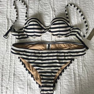 J. Crew navy and white striped bikini